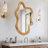 33.46" x 22.24" Irregular Shaped Wall Mirror with Natural Wood Frame