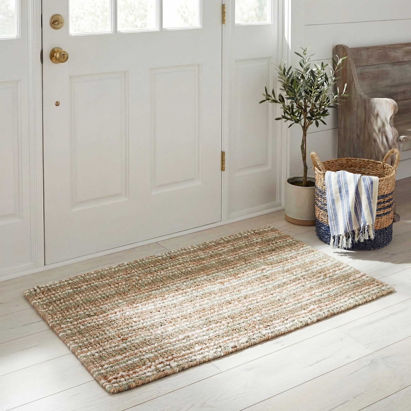 Alda Natural Hand-Woven Jute Rug, Rectangle 2'6" x 4'