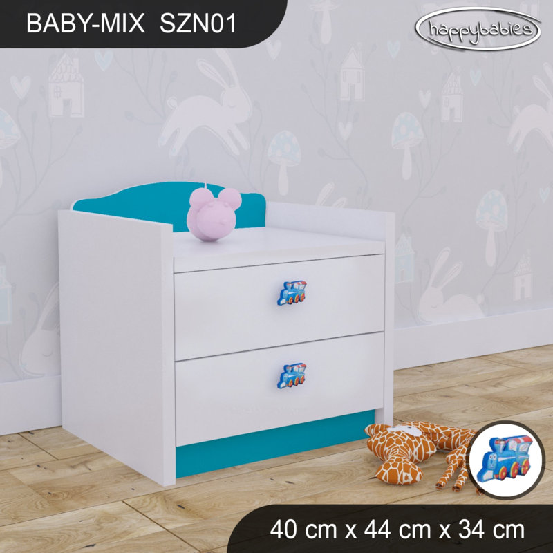 Baby Mix 2 Drawer Nightstand, Blue/White