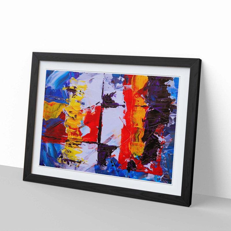Abstract Art Painting Vol.478 by S.Johnson - Picture Frame Painting Print, 48cm H x 65cm W x 2cm D, Black Framed