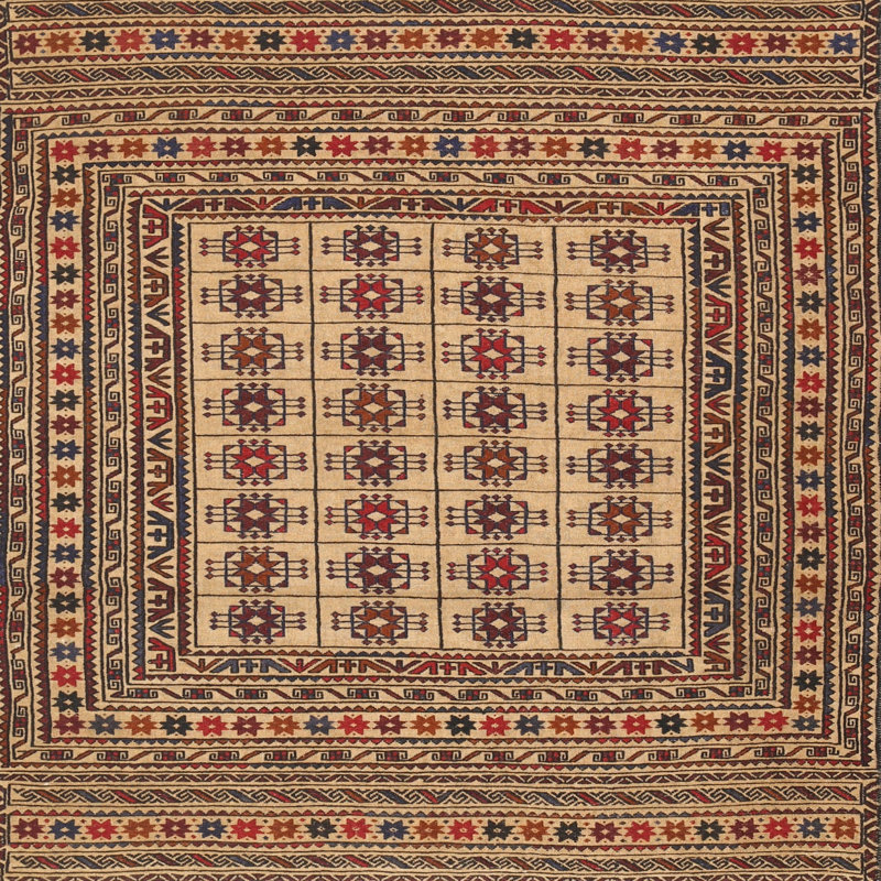 Tapis décoratif brun du Sud-Ouest zemple, Rond 7 pi