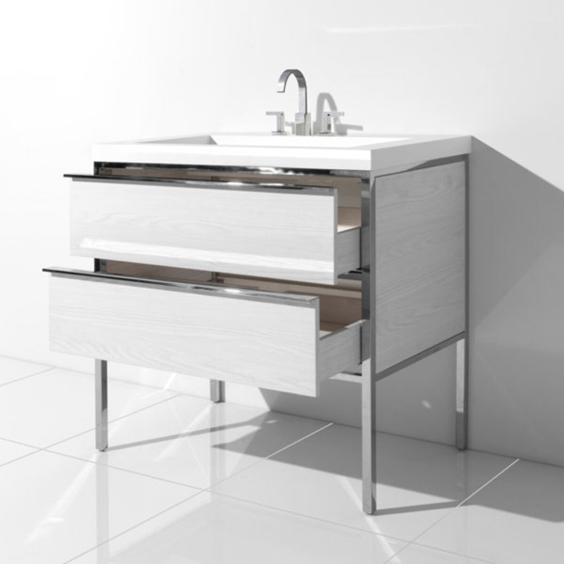 Element 36" Single Bathroom Vanity Set, White/Silver