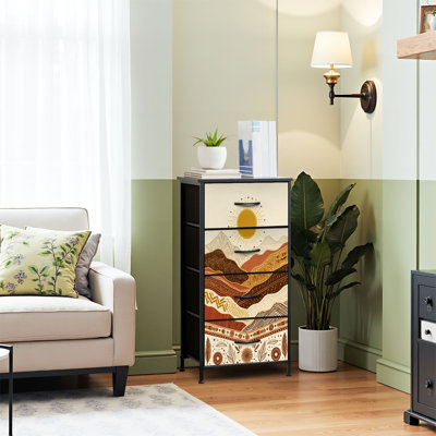 4 Drawer Dresser for Bedroom, Narrow Chest of Drawers, Wooden Top and Study Iron Frame 18"x37.5"-(WxH)