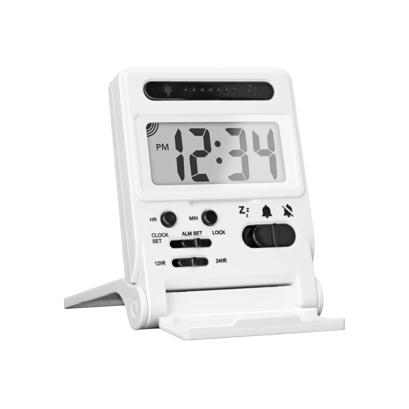 Réveil-matin numérique à alarme mécanique, Blanc