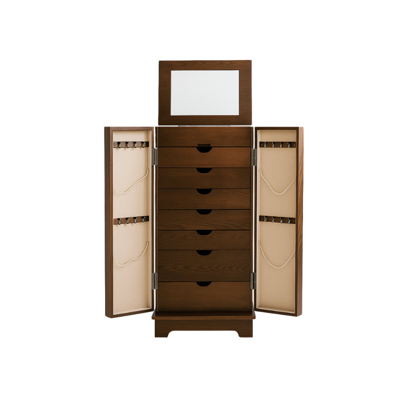 Armoire à bijoux avec miroir Harwant, Chocolat