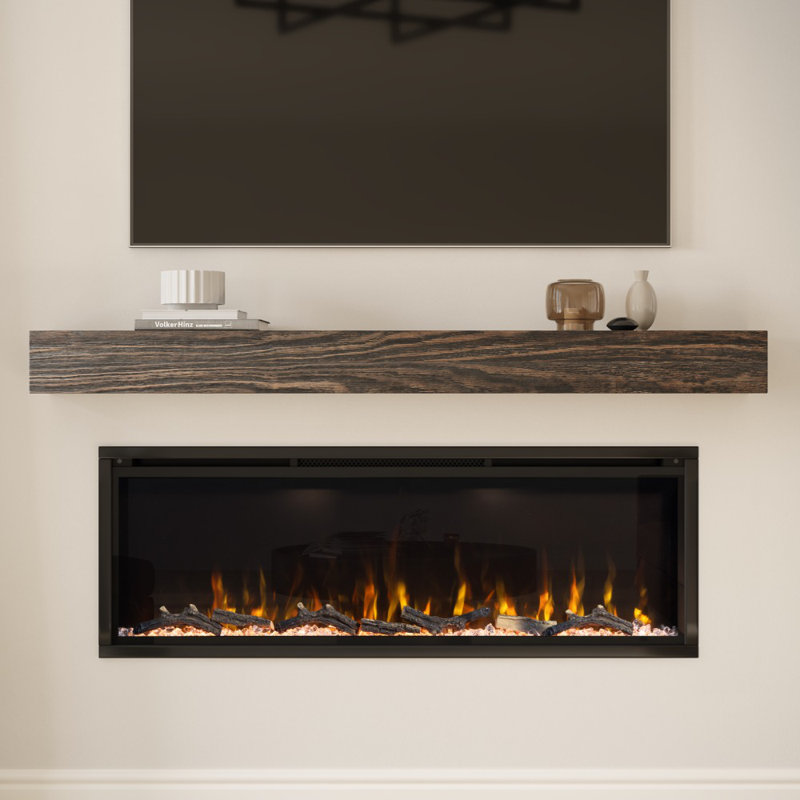 Modern Ember 72-Inch Black Smart Linear Electric Fireplace with LED Flames