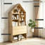 Bureau convertible pliable avec tablettes de rangement, conception escamotable peu encombrante-1800894673-1800894672