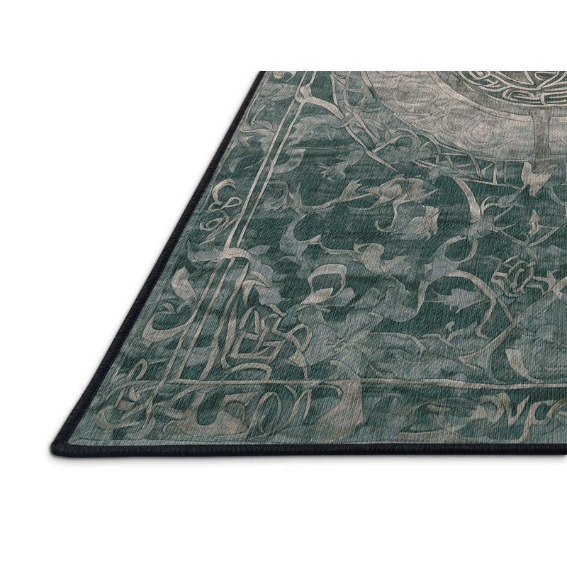 Machine Washable Gray Area Rug, Round 7'
