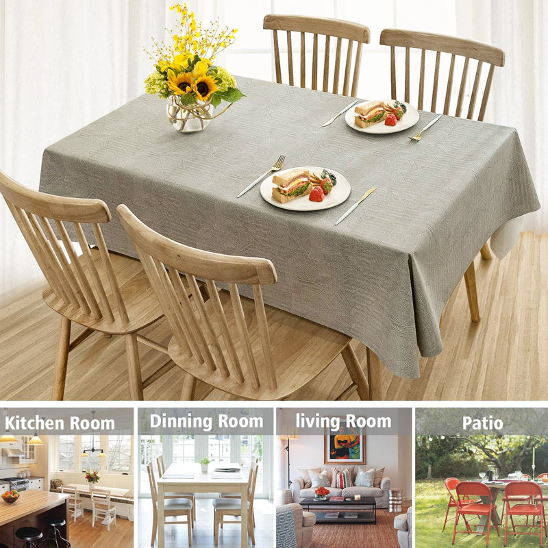 Vaillancourt Latitude Run® Vinyl Tablecloth, 106" L x 55" W, Grey