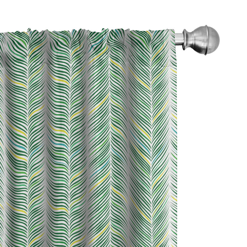 Jungle Leaves Semi-Sheer Rod Pocket Curtain Panels, 28" x 84"