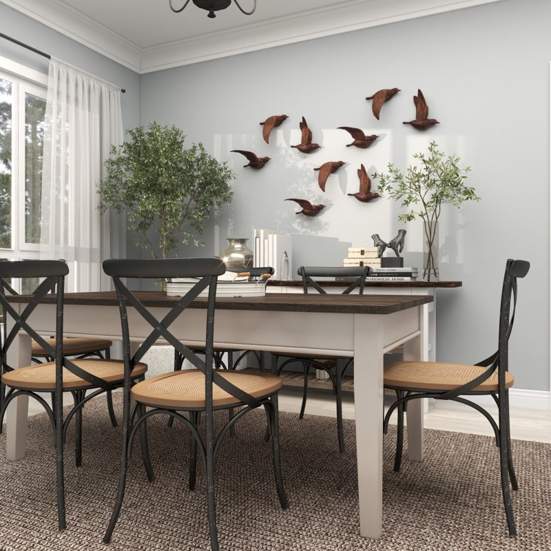 Ensemble de 3 décorations murales d'oiseaux flottants en polystone métallique, H 11 po x l 10 po x P 10 po, Brun