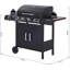 Outsunny 4+1 Burner Gas BBQ Grill with Wheels 125 L x 51 W x 100 H cm Black