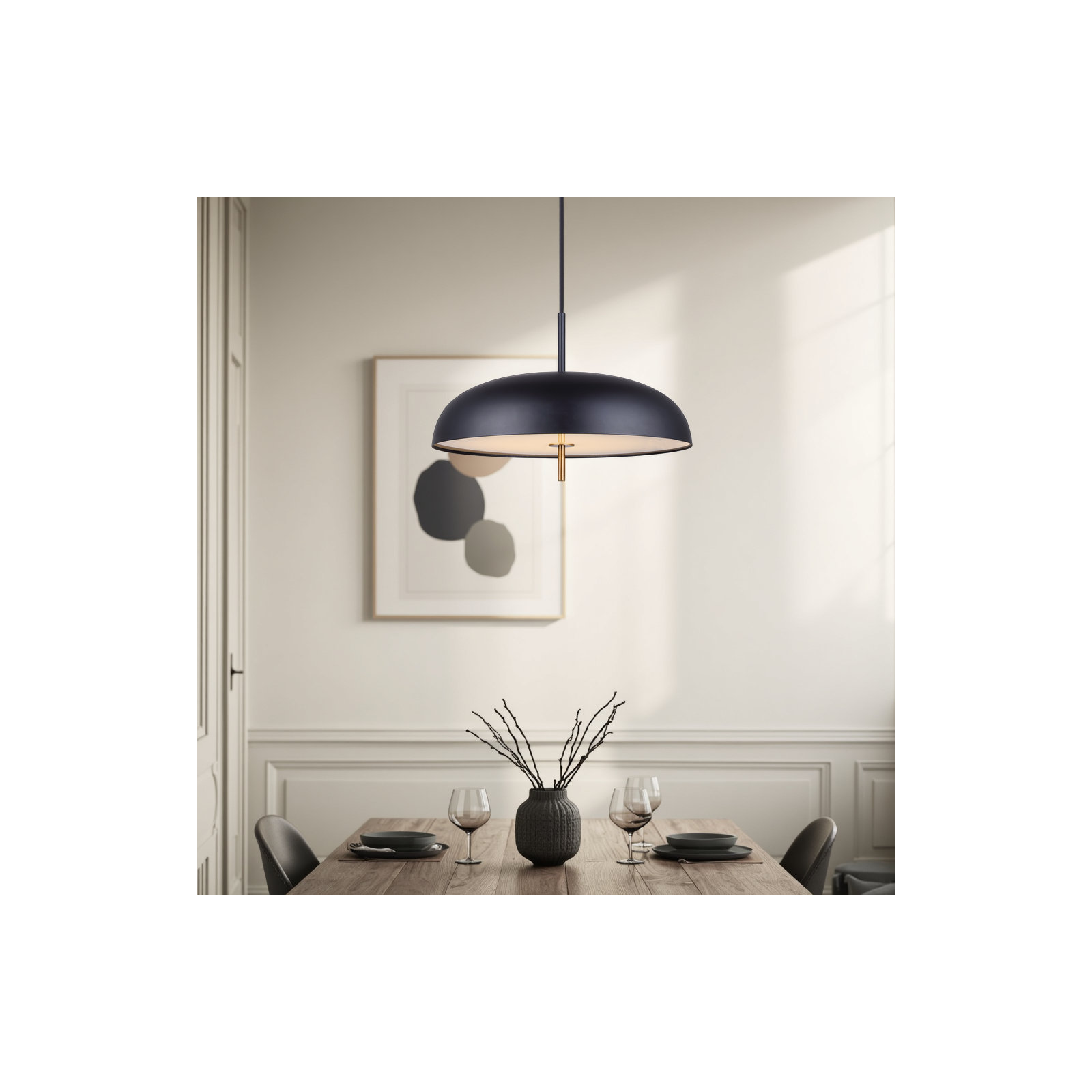 Brac Single Light Metal Dimmable LED Pendant, Matte Black