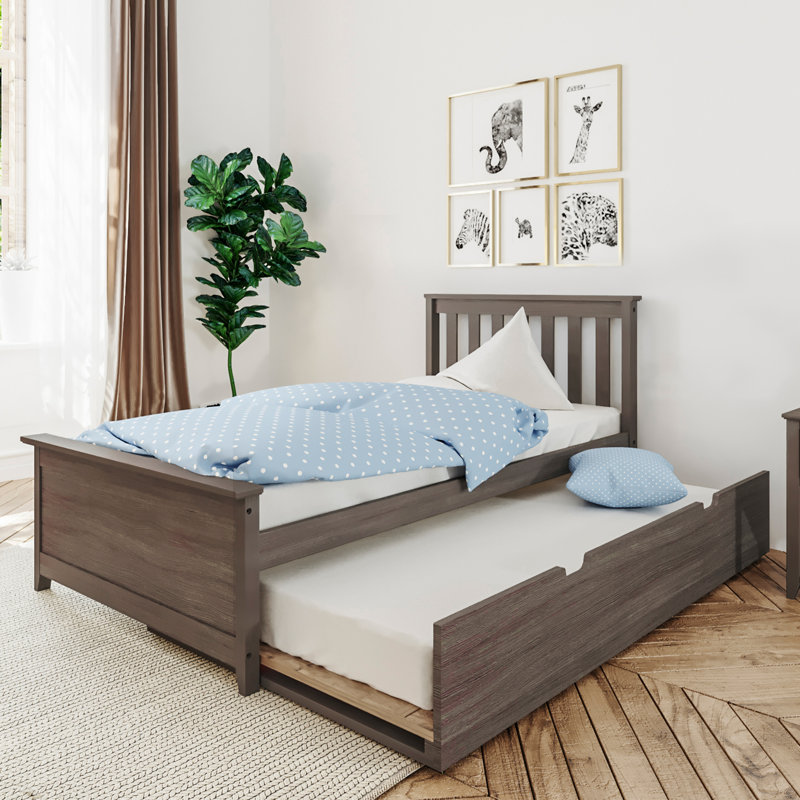 Boling Twin Solid Wood Platform Bed with Trundle, Clay, Twin