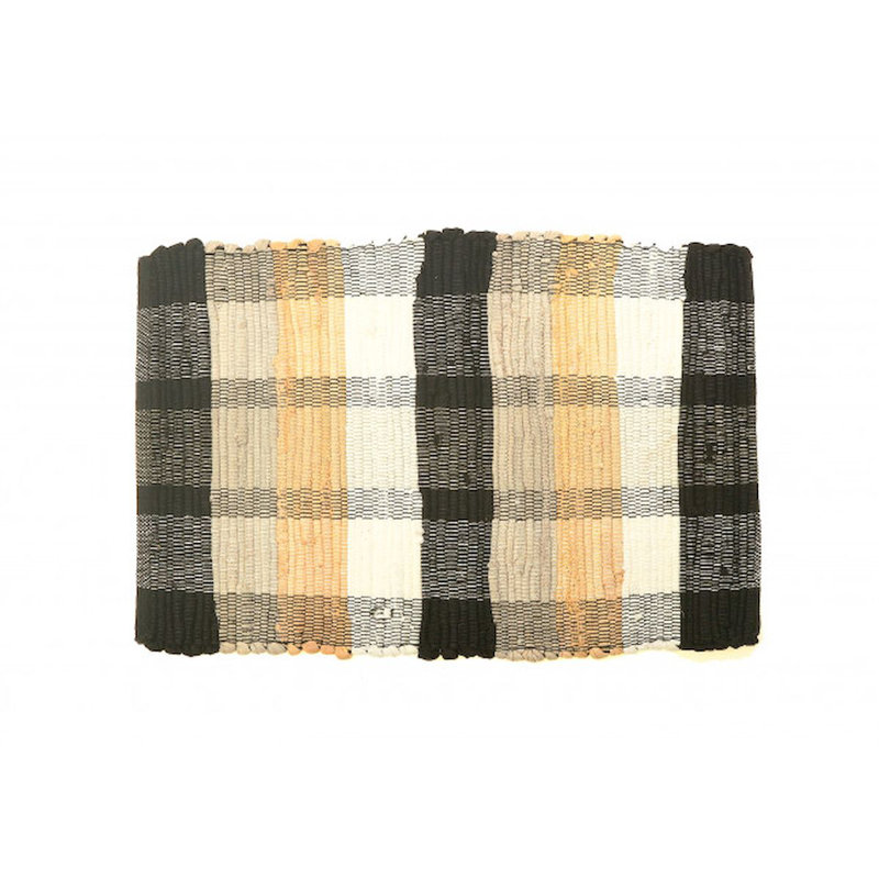 Ensemble de napperons en coton 4 pièces Lakeicha, Noir / brun / blanc