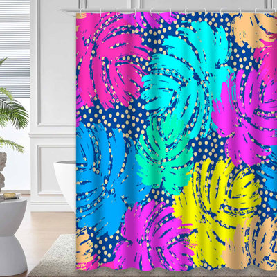 Rideau de douche imperméable avec 12 crochets Funky Palm Style Memphis