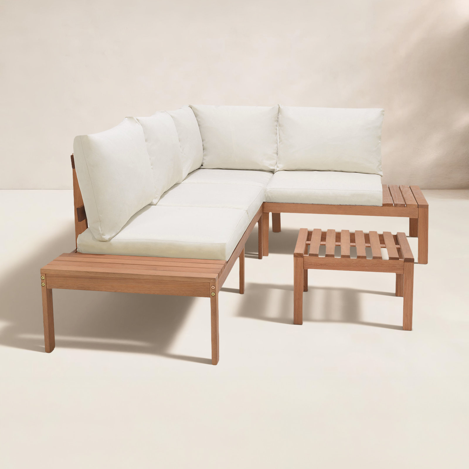 Tempo 4-Person Eucalyptus Patio Seating Group, White Performance