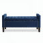 Banc de rangement rembourré capitonné à boutons avec garniture cloutée, siège de salon d'entrée rembourré avec accoudoirs, banc de lit - bleu marine