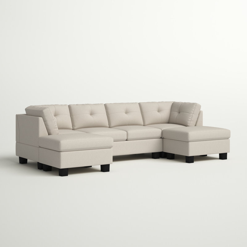 Canapé modulaire réversible avec repose-pieds Ashwell, Amande