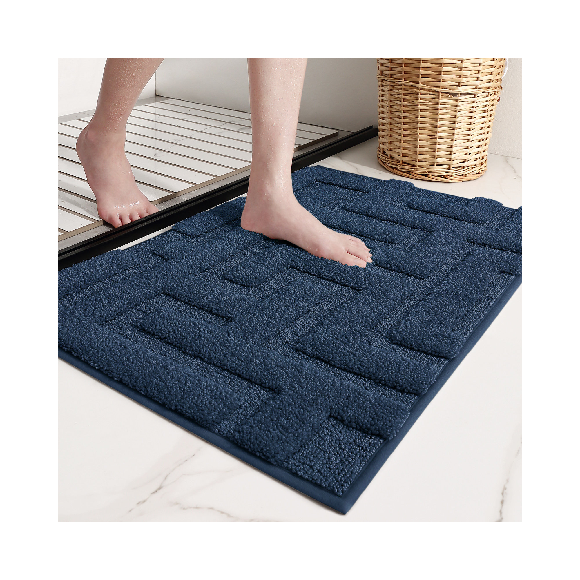 Non-Slip Bath Rug, Blue, 24" L x 36" W