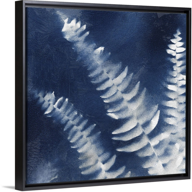 Nature's Indigo IV - reproduction d'art sur toile, H 25,7 po x l 25,7 po x P 1,75 po, Cadre flottant noir