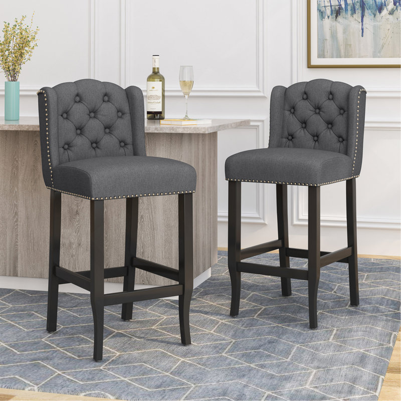Tabouret de comptoir contemporain à oreilles capitonné 31 po, ensemble de 2, Tabouret de bar (siège d'une hauteur de 31 po)