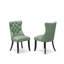 L'ensemble de 7 pièces de coin-repas comprend une table ronde de 48 po avec piédestal et 6 chaises rembourrées en tissu de polyester vert saule, noir sablé-1655364955