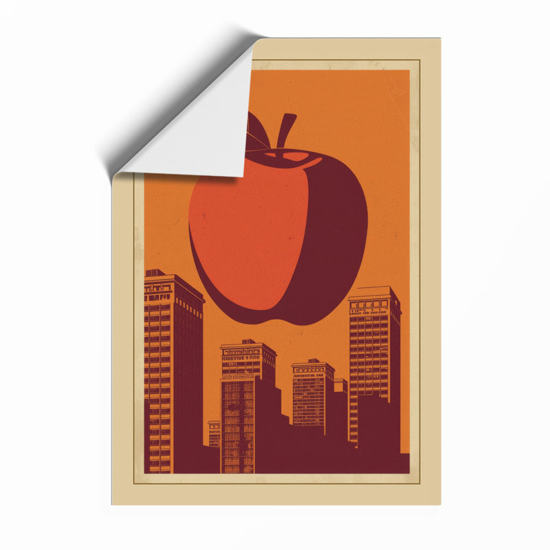 Apple Over City Retro - Framed Print, A1 - 84.1 x 59.4 cm, Unframed