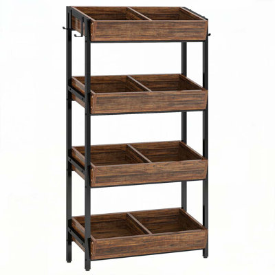 4-Tier Retail Display Rack with Hooks