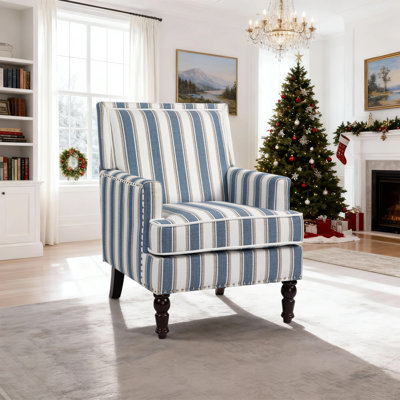 Classic Upholstered Accent Armchair with Nailhead Trim