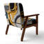 Fauteuil rembourré gris et jaune Kycia-1983116280