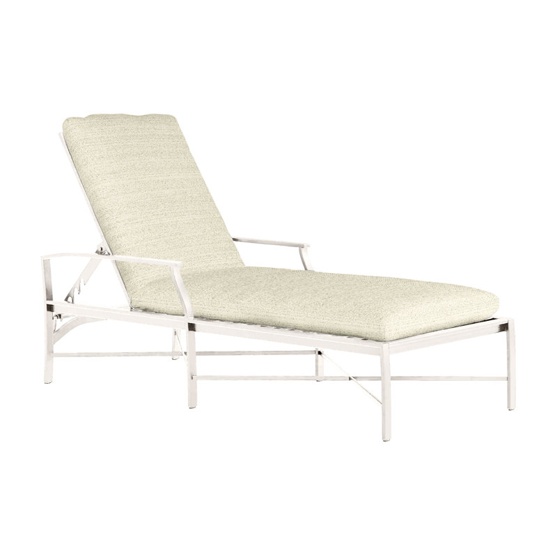 Monaco 76" Long Reclining Single Chaise with Cushions, No Welt, Intermix Bark, Slate Gray