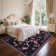 Floral Machine Washable Rug For Playroom,Cute Throw Carpet,Low Pile Throw Carpet Non Slip Non Shedding Floor Cover Stain Resistant Folding Carpet For Home Decor