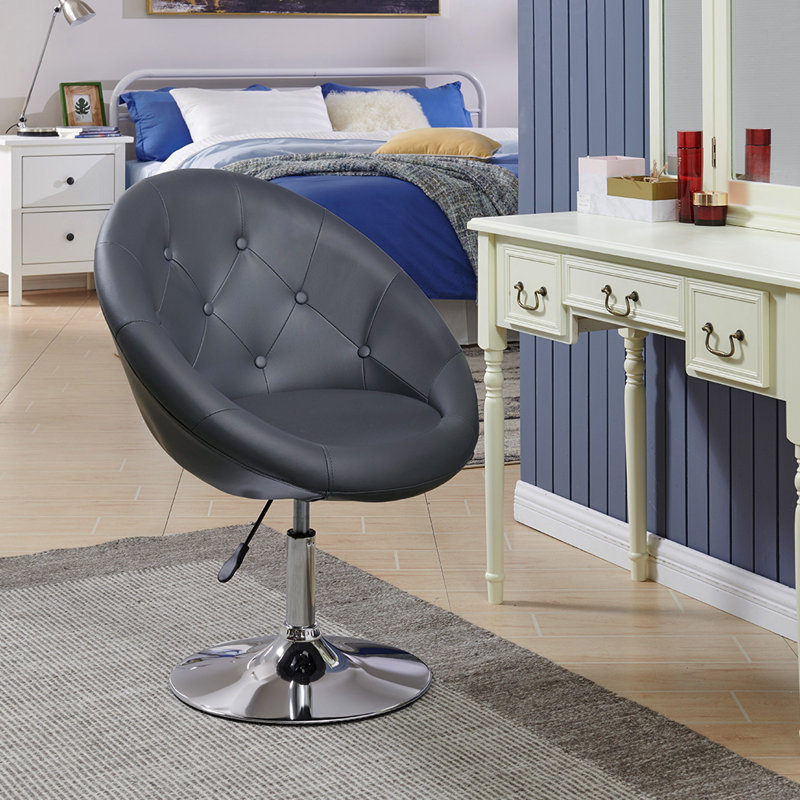 Fauteuil demi-tonneau pivotant de 27,2 po Askins, Similicuir gris