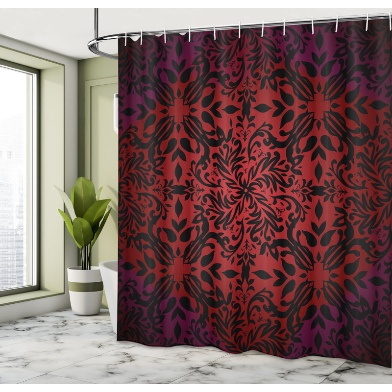Ensemble de rideau de douche + crochets, H 69 po x l 105 po, rubis antique