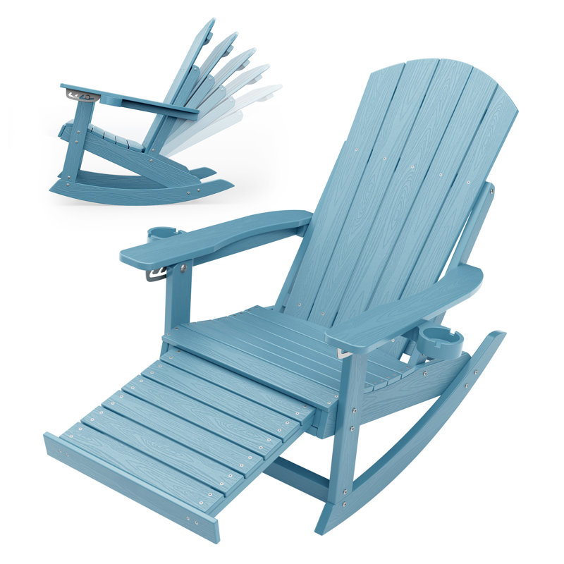 Chaise berçante d'extérieur avec repose-pieds caché Hips, Bleu