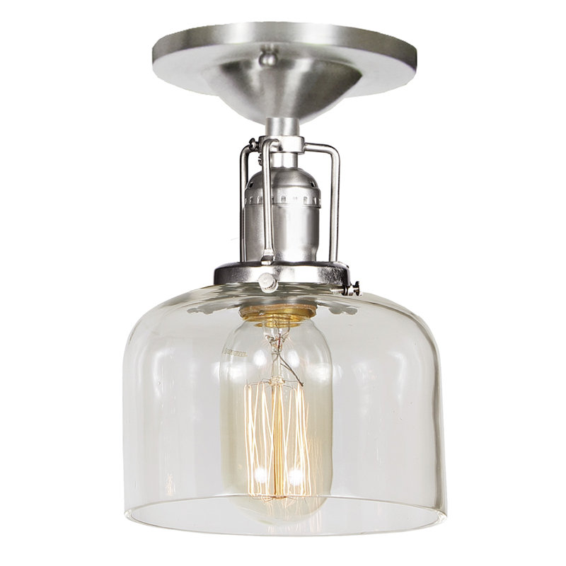 Shumway Glass Semi Flush Mount, Pewter, Clear