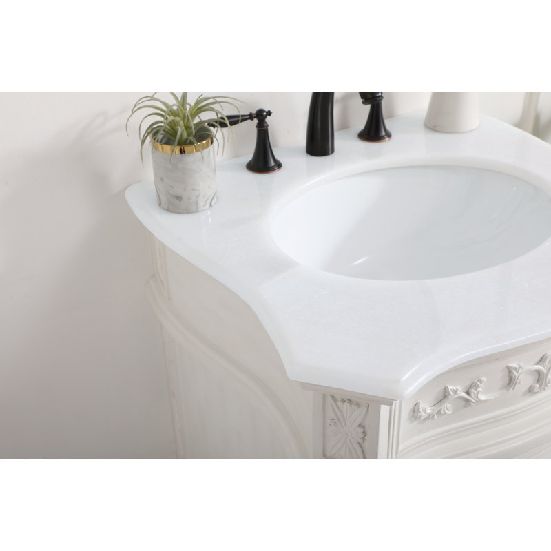 Ensemble de meuble-lavabo simple 24 po Berkshire, Blanc antique, Blanc ivoire