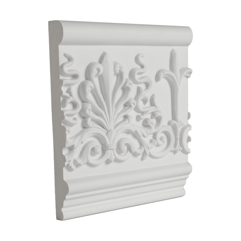 1 in x 7-1/16 in x 6 in Long Decorative Leaves Polyurethane Frieze Panel Moulding Sample