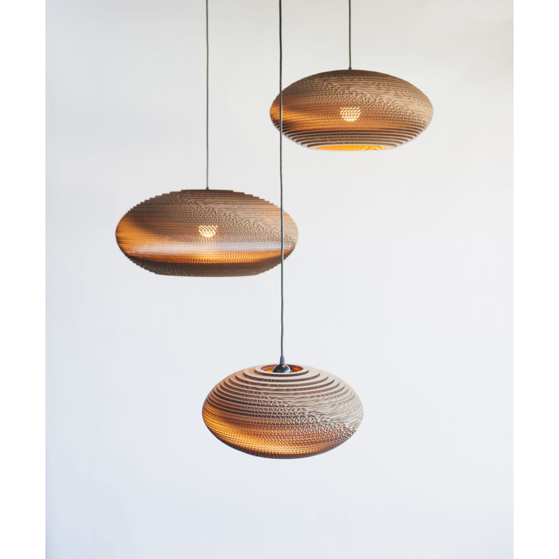 Scraplights Recycled Cardboard Pendant Light - Disc, Brown, 10.5" H x 24" W x 24" D