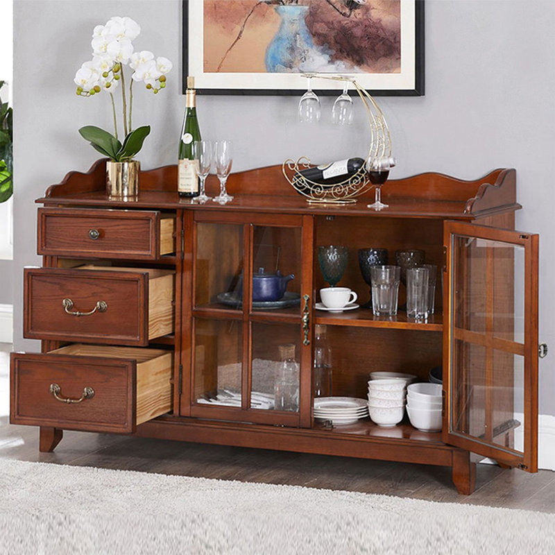Buffet en merisier massif et bois manufacturé, H 37,36 po x l 54,72 po x P 15,35 po