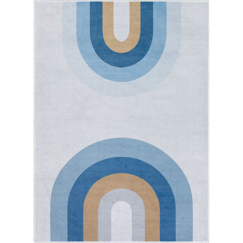 Tapis bleu moderne Asusena, Rectangle 5 pi x 7 pi