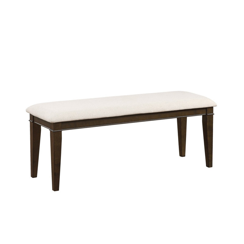 Mobilier de salle à manger à finition classique brun foncé avec banc 1 pièce en tissu beige