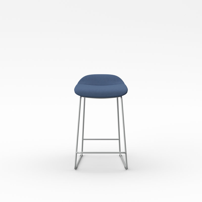 Tabouret Lilly , Argent, Polyester bleu électrique, Tabouret de comptoir (siège d'une hauteur de 24 p