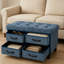 Banc de rangement capitonné en chenille avec 4 tiroirs, banc de hall d'entrée rembourré bleu-720553826