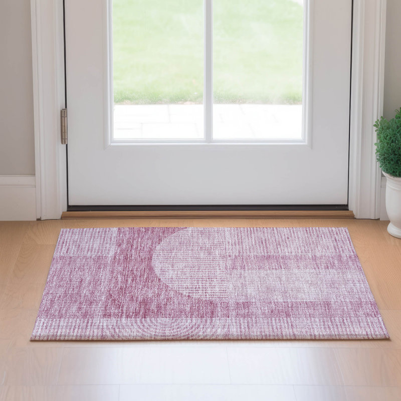 Premium Machine Washable Prisco Blush Rug, Rectangle 1'8" x 2'6"