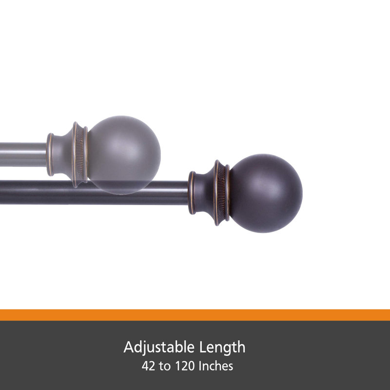 Oil Rubbed Bronze Adjustable Steel Curtain Rod with Decorative Finials