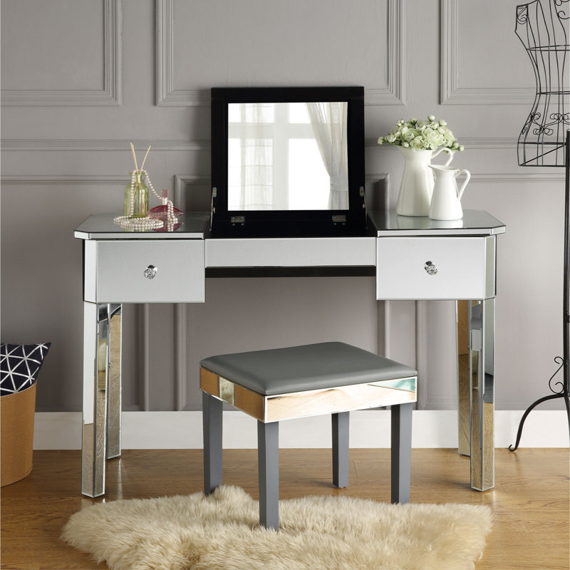 Coiffeuse à miroir 2 tiroirs Louisa