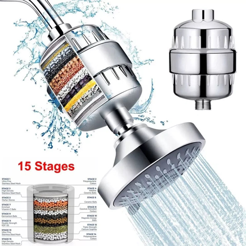 15 Stage Shower Head Filter Remove Chlorine Soften For Hard Water Bath Purifier