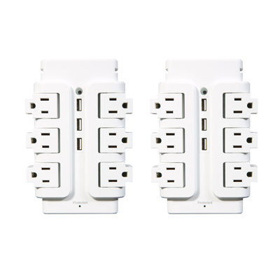 6-Outlets + 3-USB Surge Protector Power Strip With Shelf